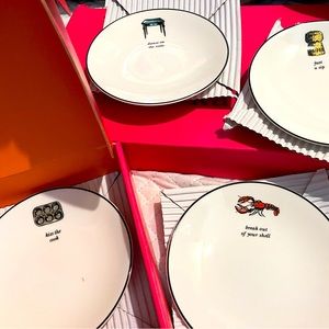Lenox Kate Spade :Cause A Stir Salt and Pepper Shakers/ Set of 4 Tidbit Plates